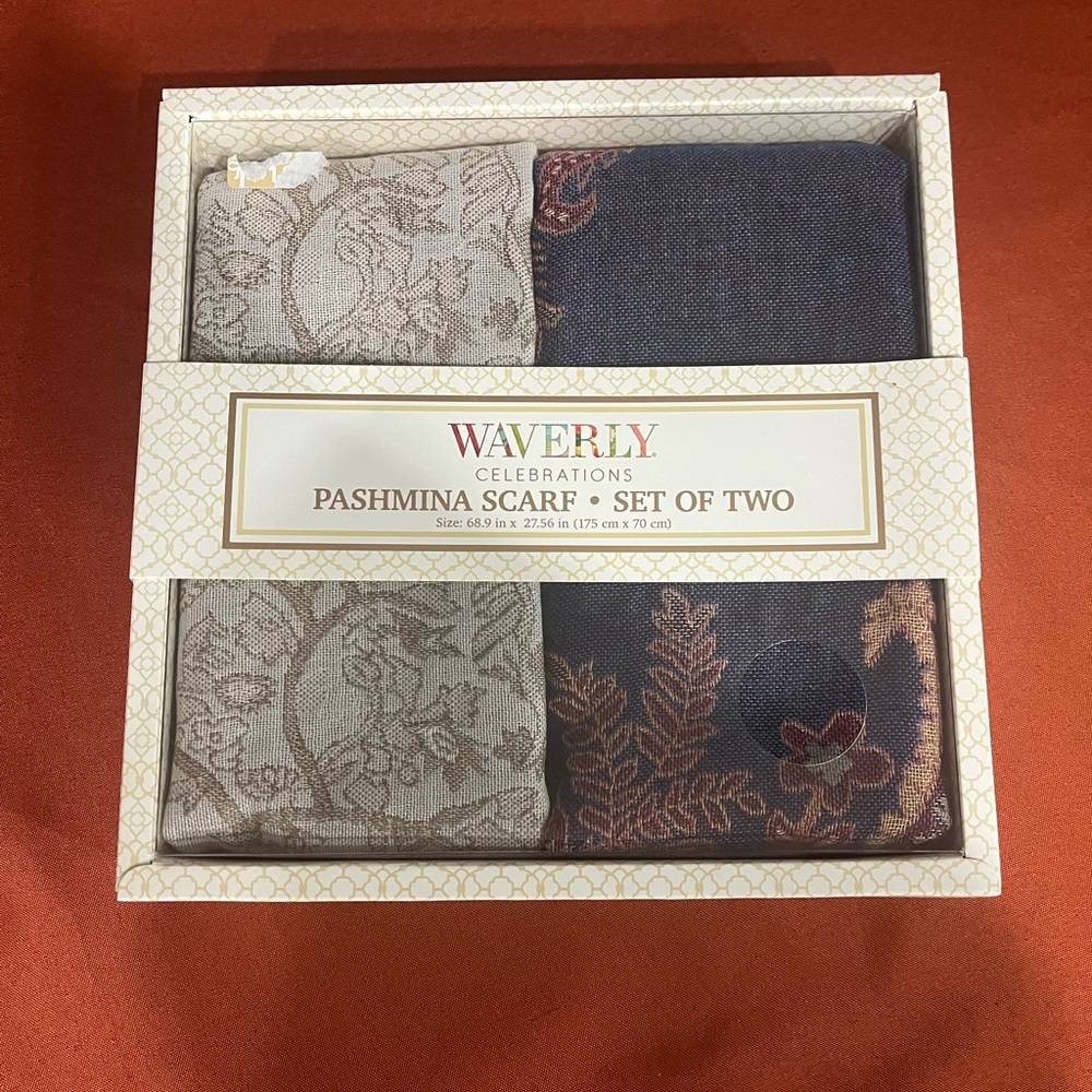 Waverly Pashmina Scarf Set with Beige Patterns